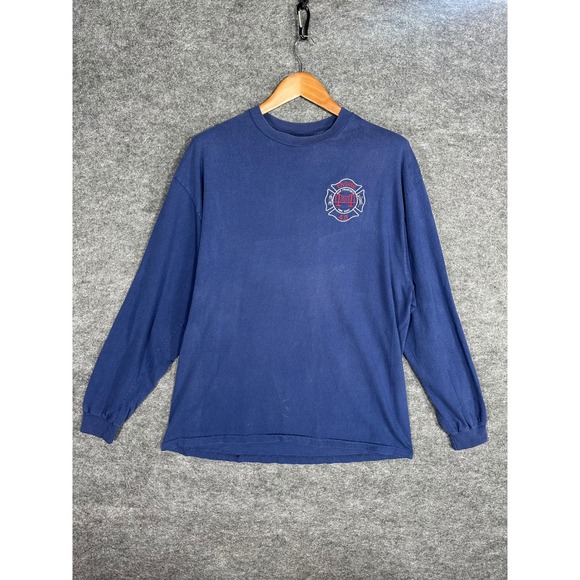 San Francisco Fire Dept Engine 43 Long Sleeve T-Shirt Mens XL Blue Hanes Beefy-T - Picture 3 of 15